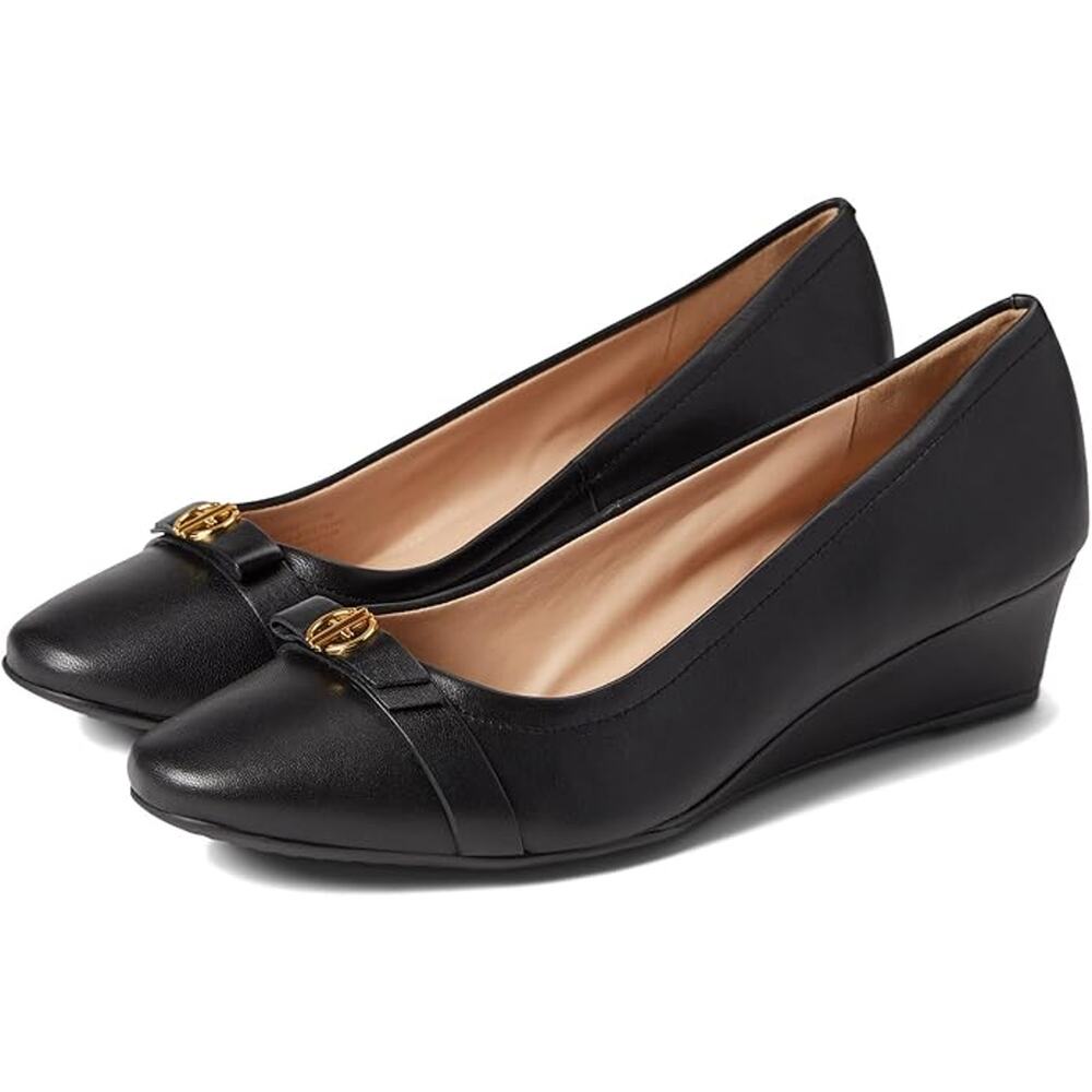 NWT COLE HAAN Women's Malta Wedge Platform, Black Leather-Size 7.5 
